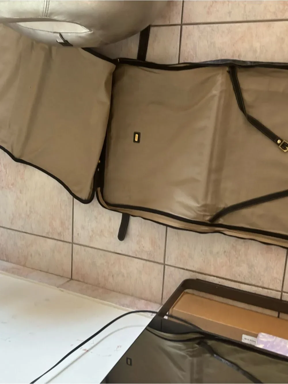 Bally leather suit case garment bag travel luggage
